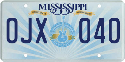 MS license plate OJX040