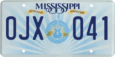 MS license plate OJX041