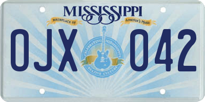 MS license plate OJX042