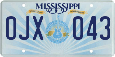 MS license plate OJX043