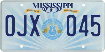 MS license plate OJX045