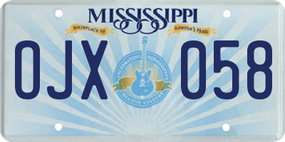 MS license plate OJX058