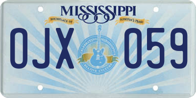 MS license plate OJX059
