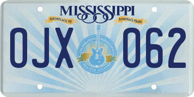 MS license plate OJX062