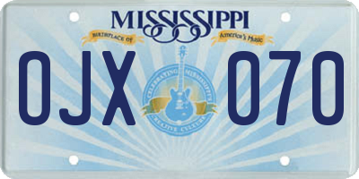 MS license plate OJX070