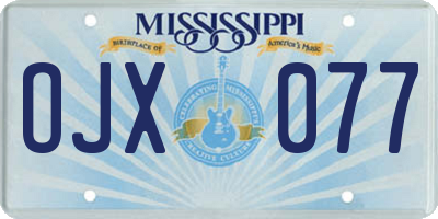 MS license plate OJX077