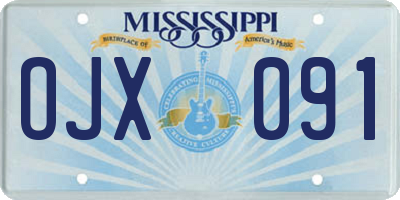 MS license plate OJX091