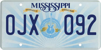 MS license plate OJX092