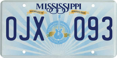 MS license plate OJX093