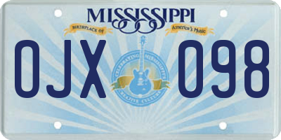 MS license plate OJX098