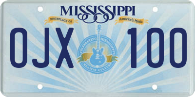 MS license plate OJX100