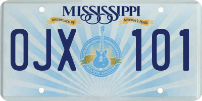 MS license plate OJX101