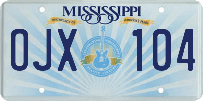 MS license plate OJX104