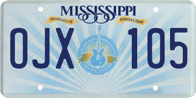 MS license plate OJX105