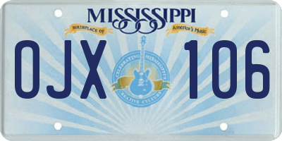 MS license plate OJX106