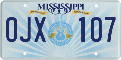MS license plate OJX107
