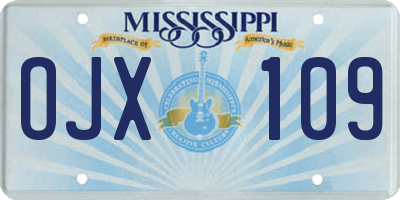 MS license plate OJX109