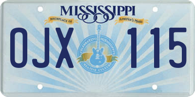 MS license plate OJX115