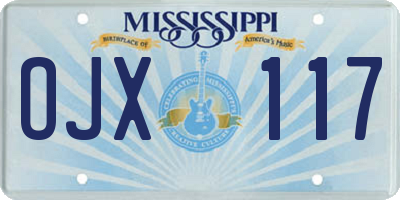 MS license plate OJX117