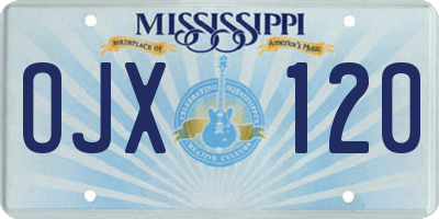 MS license plate OJX120