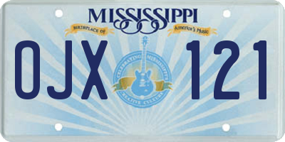 MS license plate OJX121