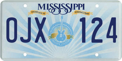 MS license plate OJX124