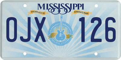 MS license plate OJX126