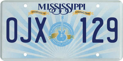 MS license plate OJX129