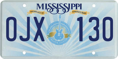 MS license plate OJX130