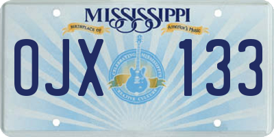 MS license plate OJX133