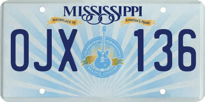 MS license plate OJX136