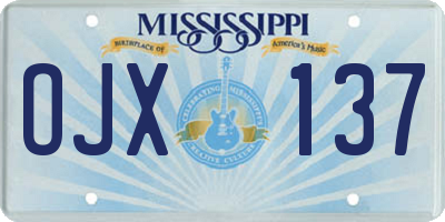 MS license plate OJX137