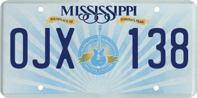 MS license plate OJX138