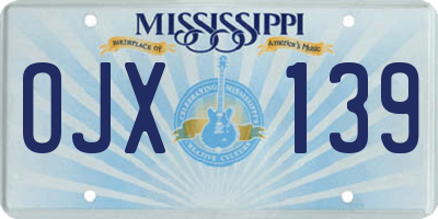 MS license plate OJX139