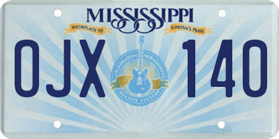 MS license plate OJX140