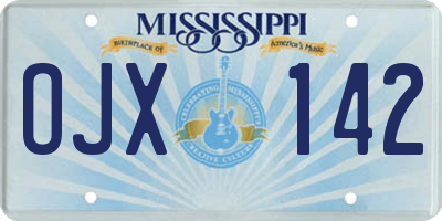 MS license plate OJX142