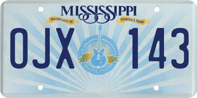 MS license plate OJX143
