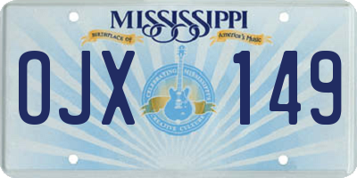 MS license plate OJX149