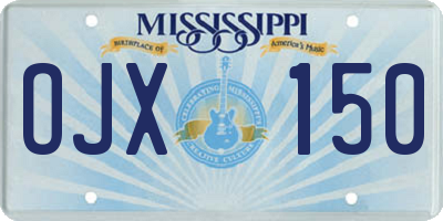 MS license plate OJX150