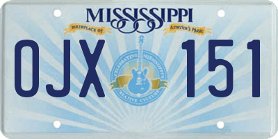 MS license plate OJX151