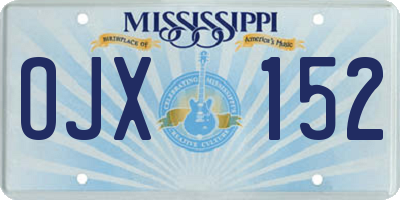 MS license plate OJX152
