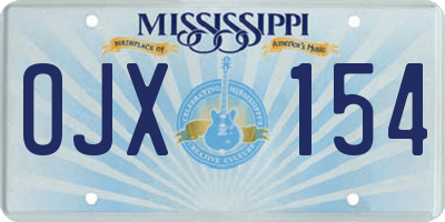 MS license plate OJX154