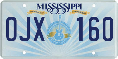 MS license plate OJX160