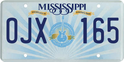 MS license plate OJX165