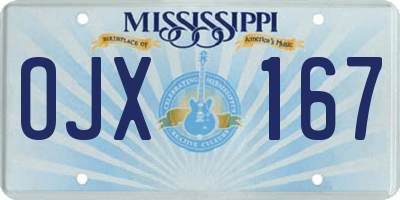 MS license plate OJX167