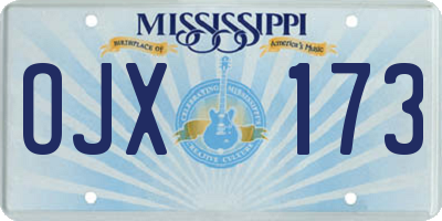 MS license plate OJX173