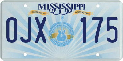MS license plate OJX175