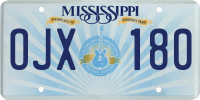 MS license plate OJX180