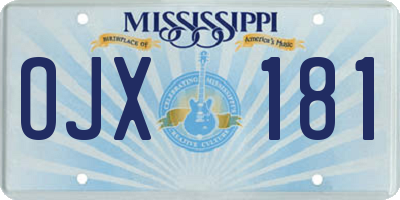 MS license plate OJX181