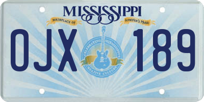 MS license plate OJX189